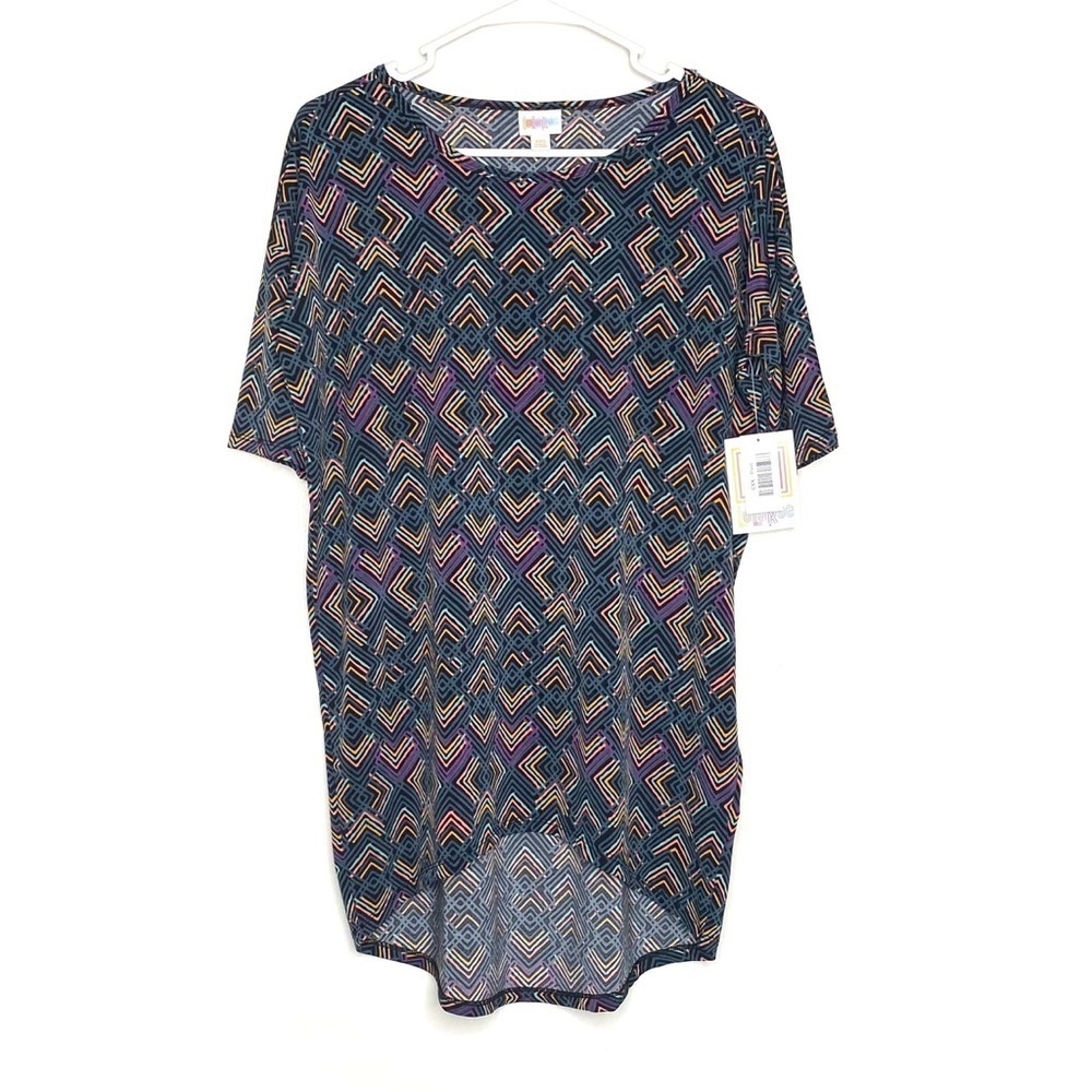 LuLaRoe | Chevron Irma Tunic Top | Color:
Green/Orange/Purple NWT